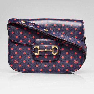 Gucci Blue/Red Leather Polka Dot 1955 Shoulder Bag